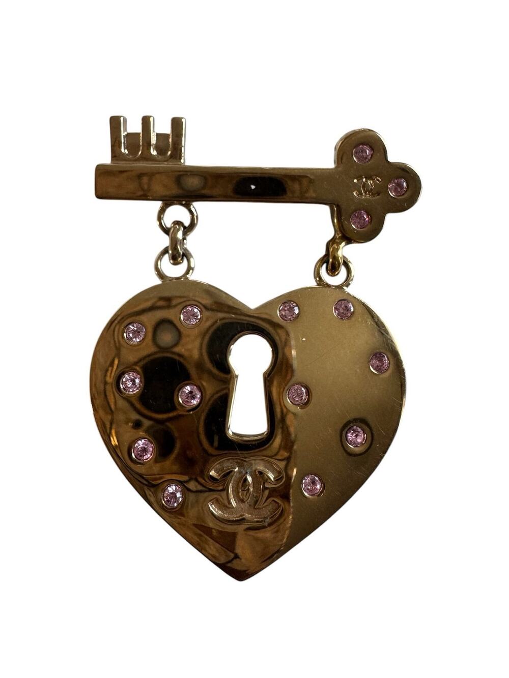 Chanel Heart Lock & Key Brooch